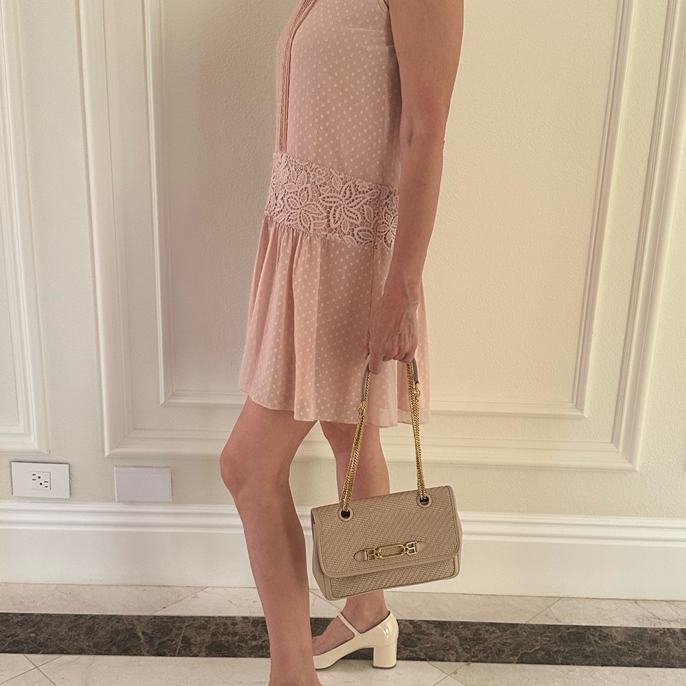 Marchesa Rose Blush Swiss Dot Lace Waist Sleeveless Dress – Size S/M - Picture 5 of 15